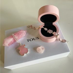 TOUS SILVER ROSE QUARTZ MOTIF BRACELET